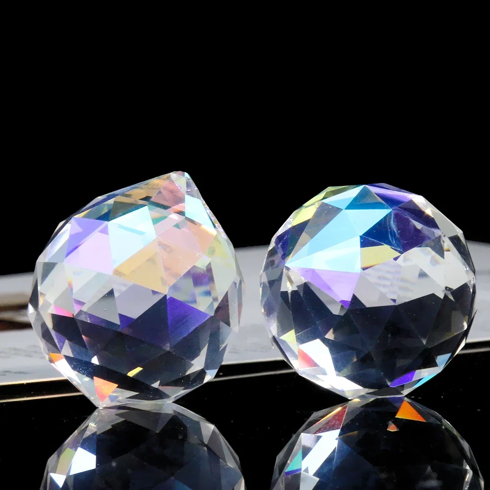 

2 шт. 30 мм, AB-цвет, декоративные стеклянные шары для светильников, детали для люстр, граненые хрустальные призмы, материалы для изготовления солнечных ловцов