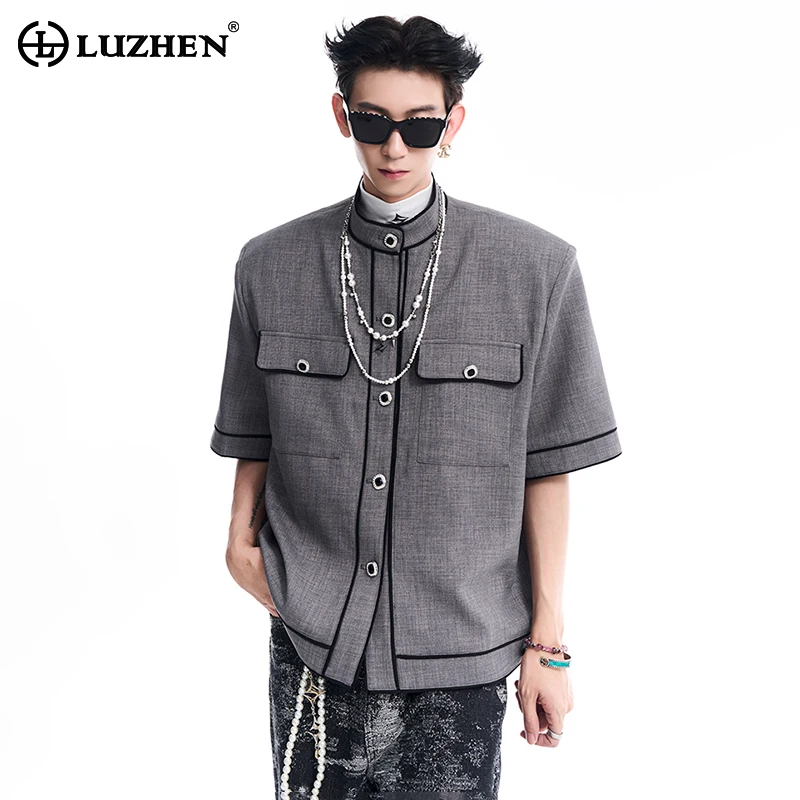 

LUZHEN Niche Design Stylish New Short Sleeved Jacket Original Personalized Fashion Handsome 2024 Men's Casual Outerwear LZ4488