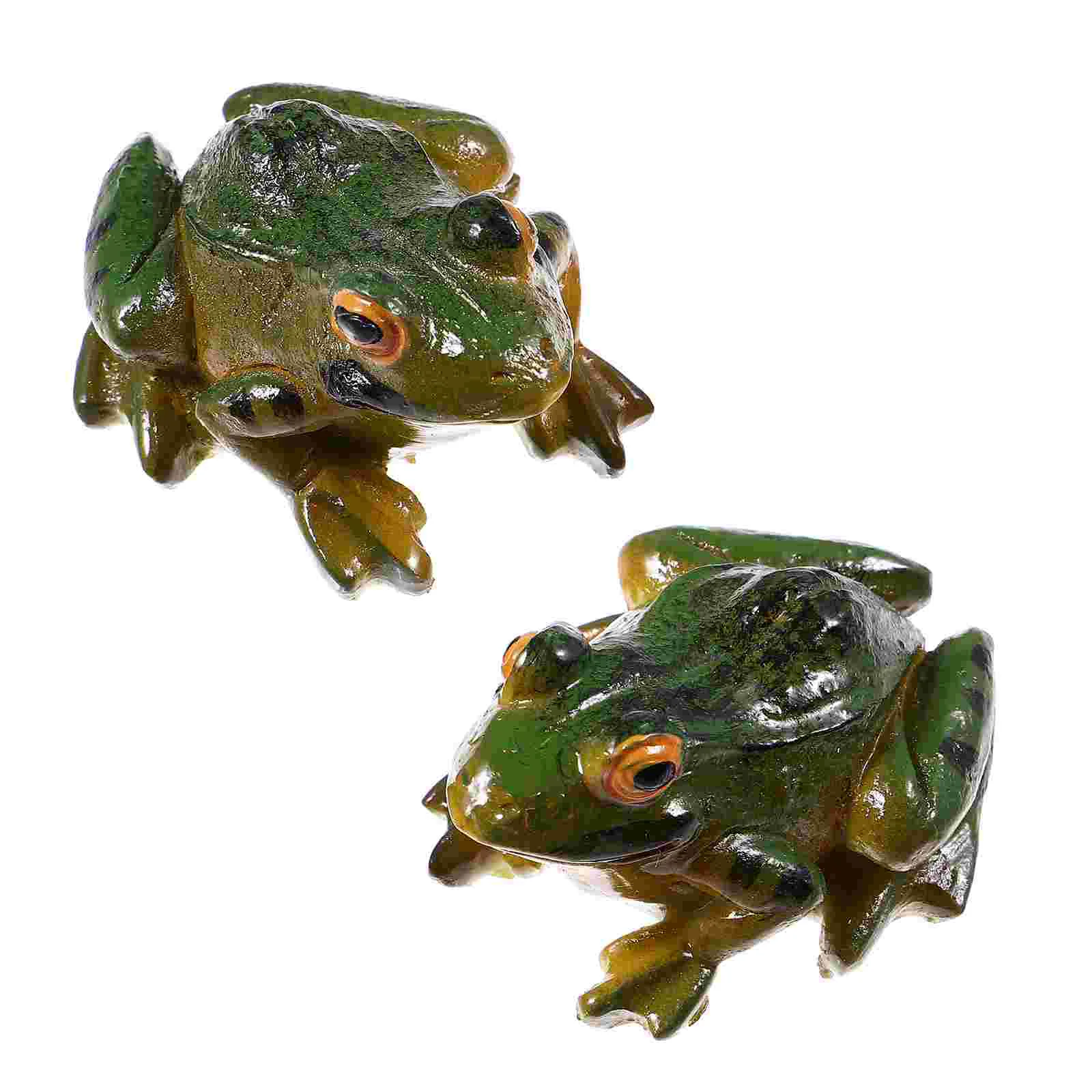 

2 Pcs Outdoor Sculpture Micro Landscape Simulation Frog Ornament Home Decor Stuff Desktop Statue Tabletop