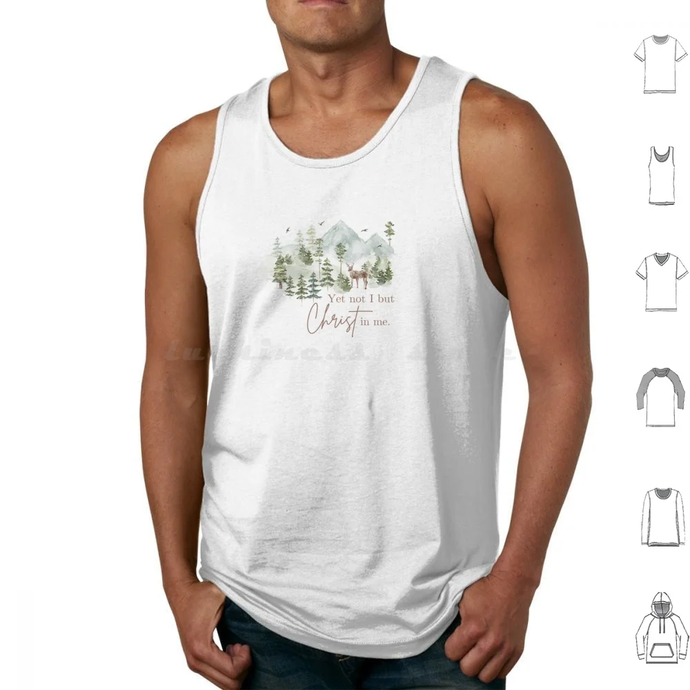 Yet Not I But Christ In Me Tank Tops Print Cotton Pray Without Ceasing Flower Bible Verse Bible Verse Christian Cross