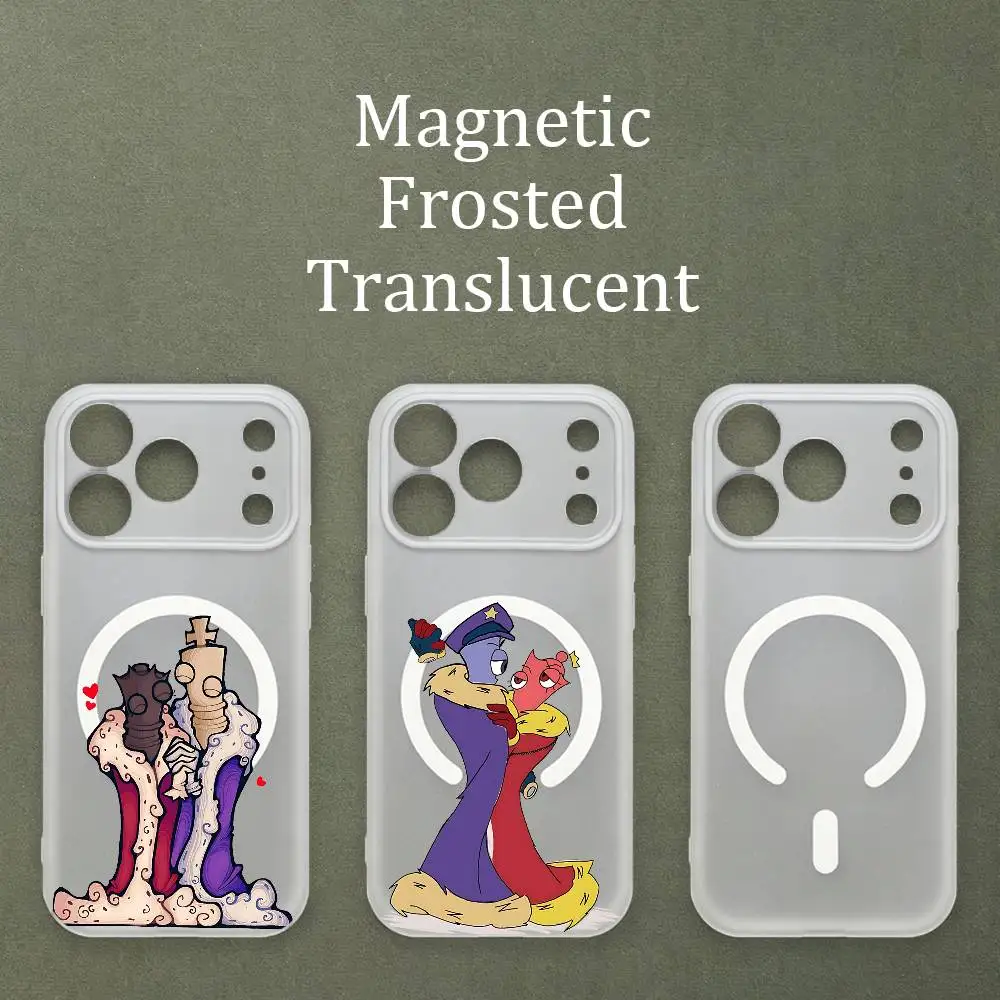 

Q-Queenie K-Kinger Matte Frosted Semi-transparent Magnetic TPU Case For iPhone 17 11 13 14 15 16 12 Pro Max