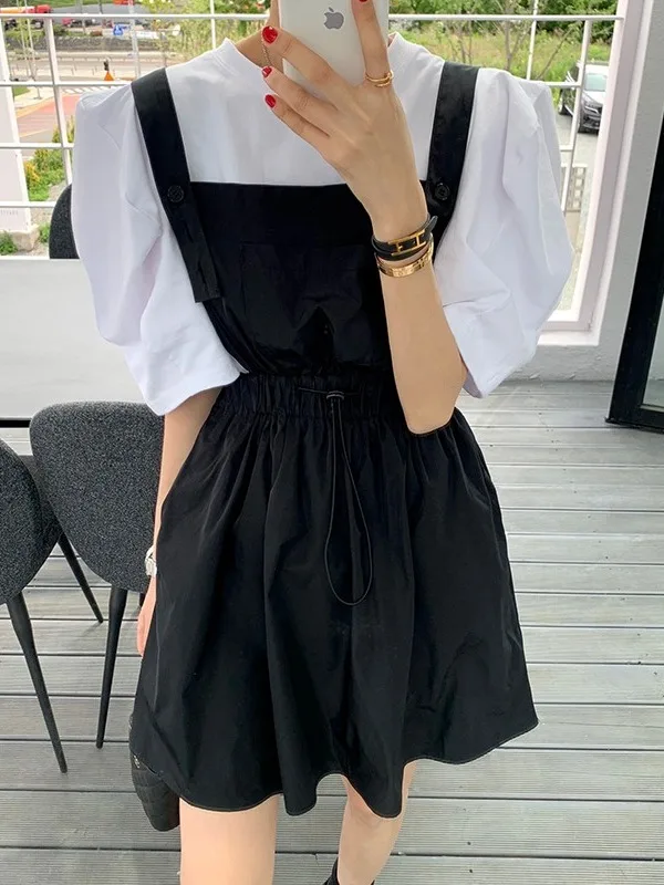 

Женские комбинезоны с высокой талией и широкими штанинами, свободного кроя, с завязками, для весны, осени и зимы, модные, для повседневной носки, студенческий стиль