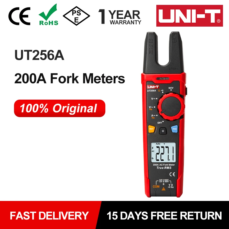 UNI-T Digital Clamp Meter UT256A True RMS Fork Meter AC Current Pliers Ammeter Voltmeter Capacitor Frequency Tester