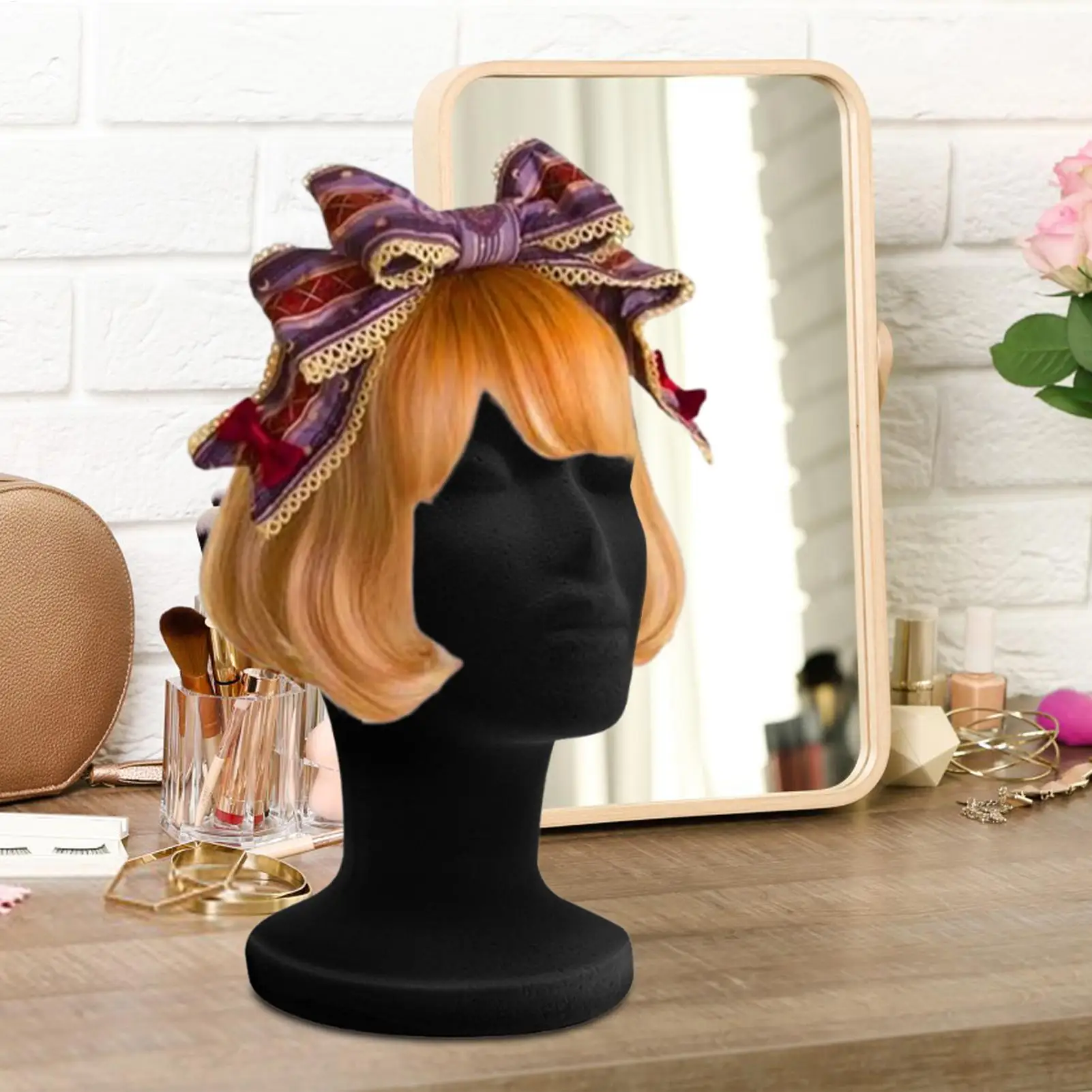 Mannequin Head Foam Black Velvet Mannequin Manikin Head Wig Display Cosmetology Beauty Display Model for Jewelry Hair
