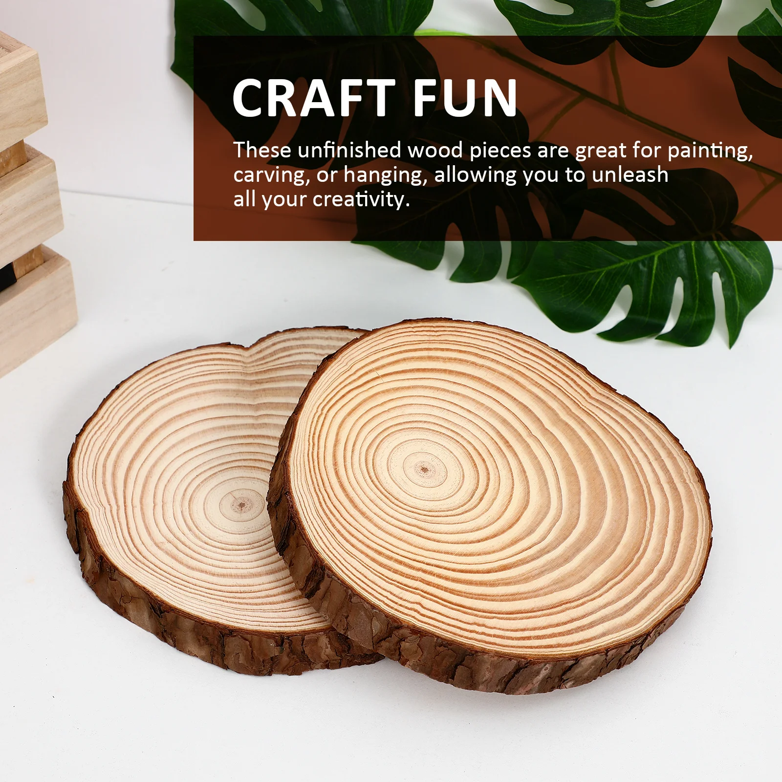 2 шт. Неокрашенные ломтики дерева, круглые деревянные диски, принадлежности для рукоделия в деревенском стиле для домашнего декора своими руками, настенные художественные подставки, центральные детали, деревянные