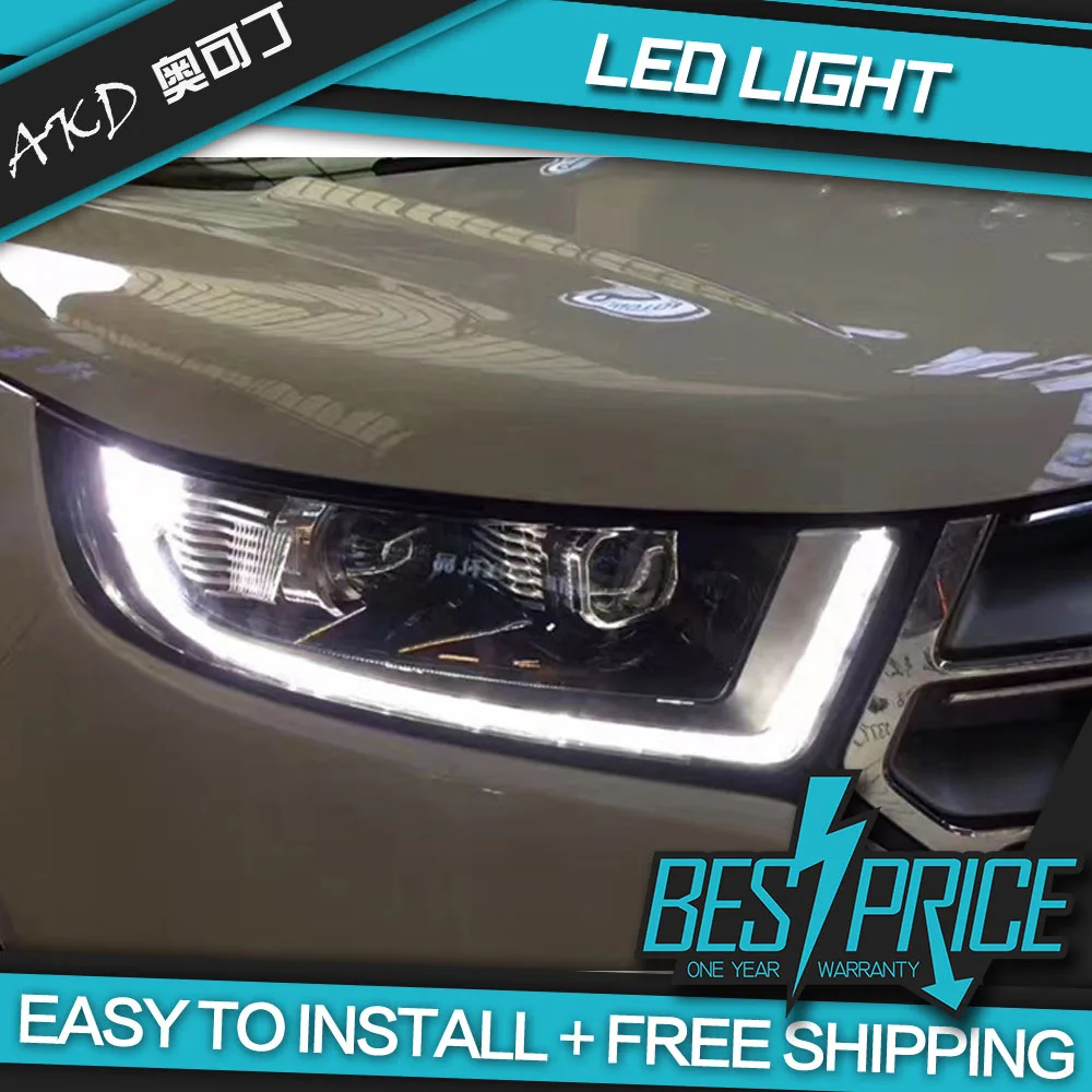 AKD Car Styling Head Lamp for  Ford Edge Headlights 2016-2019 Edge LED Headlight DRL H7 D2H Hid Option Angel Eye Bi Xenon Beam