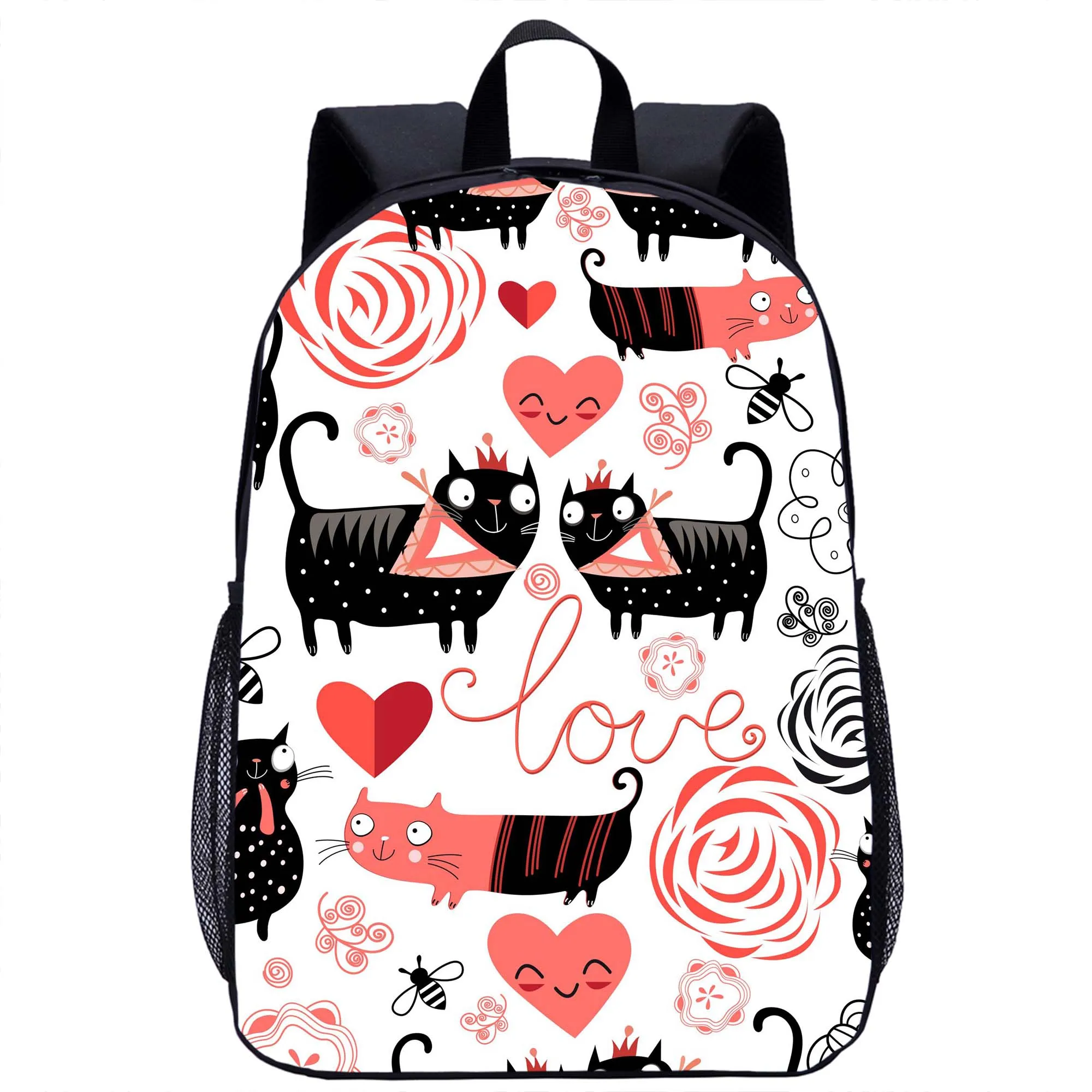 Mochila escolar con patrón de gato para niñas y niños, bolsa de viaje para ordenador portátil de 16 pulgadas, con estampado 3D, a la moda