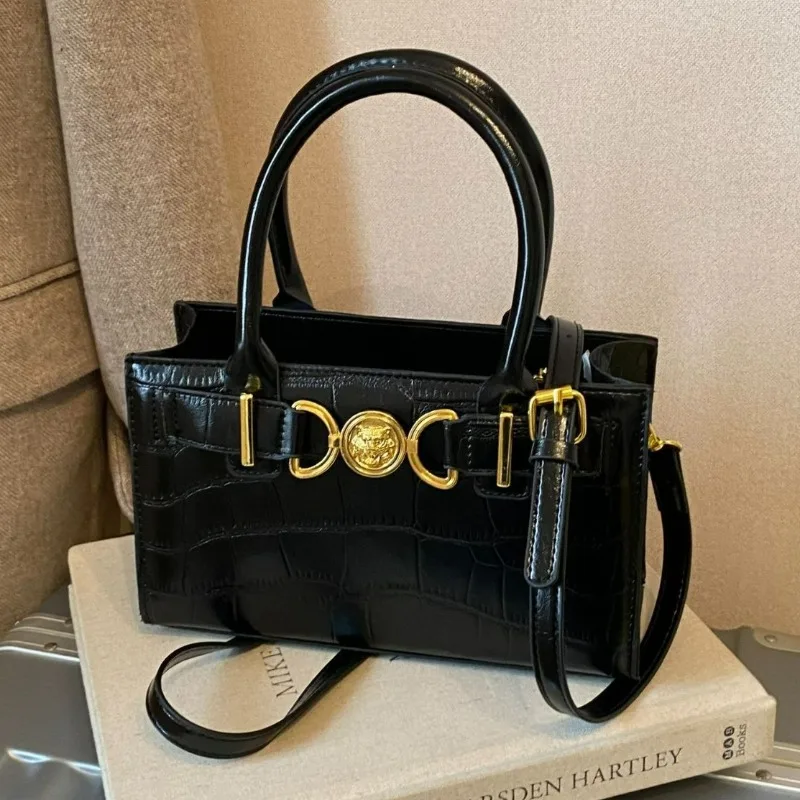 Elegant decorative pattern crossbody bag, modern trend women's zipper shoulder bag, fashionable casual handbag