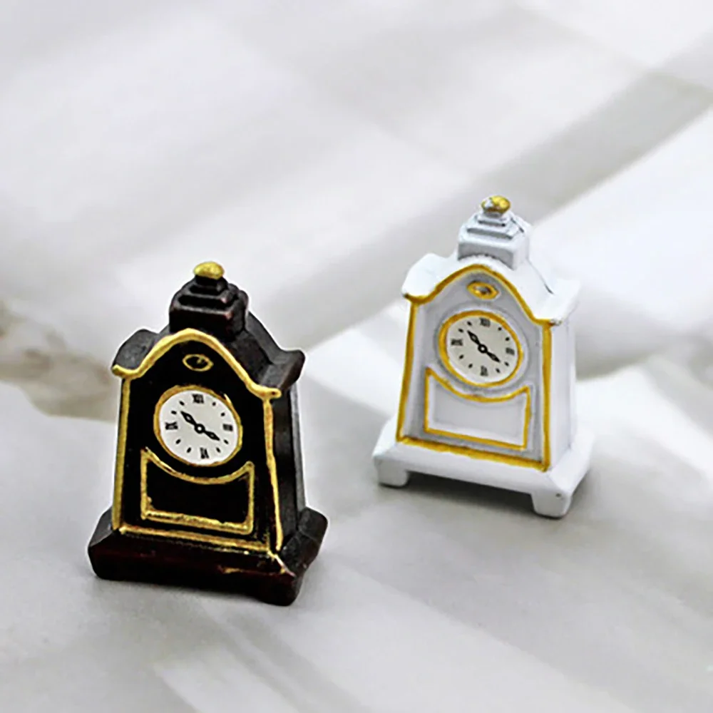 1/12 casa delle bambole in miniatura metallo bianco pendolo orologio simulazione orologio da parete modello giocattoli per Mini decorazione accessori casa delle bambole