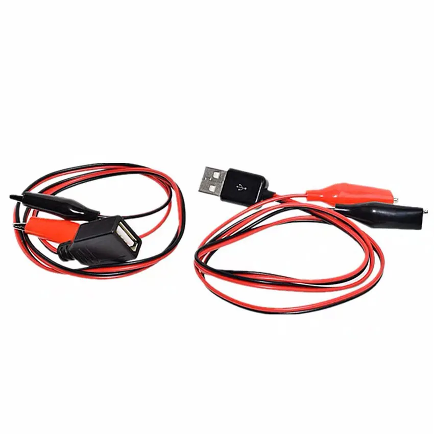 

1PCS 60CM Alligator Test Cilp To USB Male Female Connector Adapter Crocodile Test Clamp Clip Power Cable