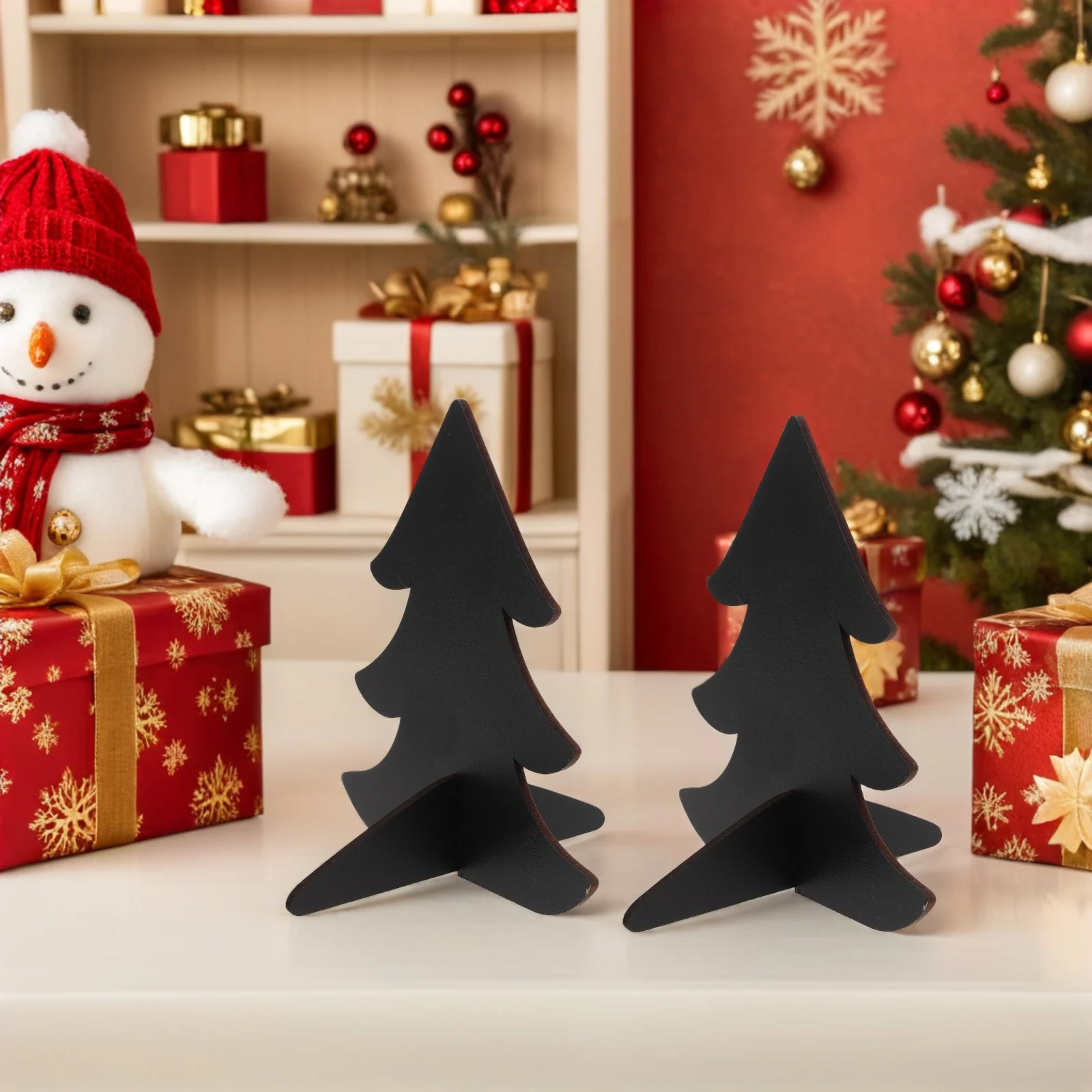 

12 Pcs Christmas Tree Blackboard Chalkboard Labels Food for Party Buffet Festive Wooden Signs Holiday Decor Bar Counter Home