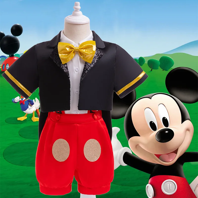 

Children's Day Mickey Mouse Cosplay Costume Rat Short Sleeves Suits Stage Performance Carnival Party Outfits Boys Birthday Gifts