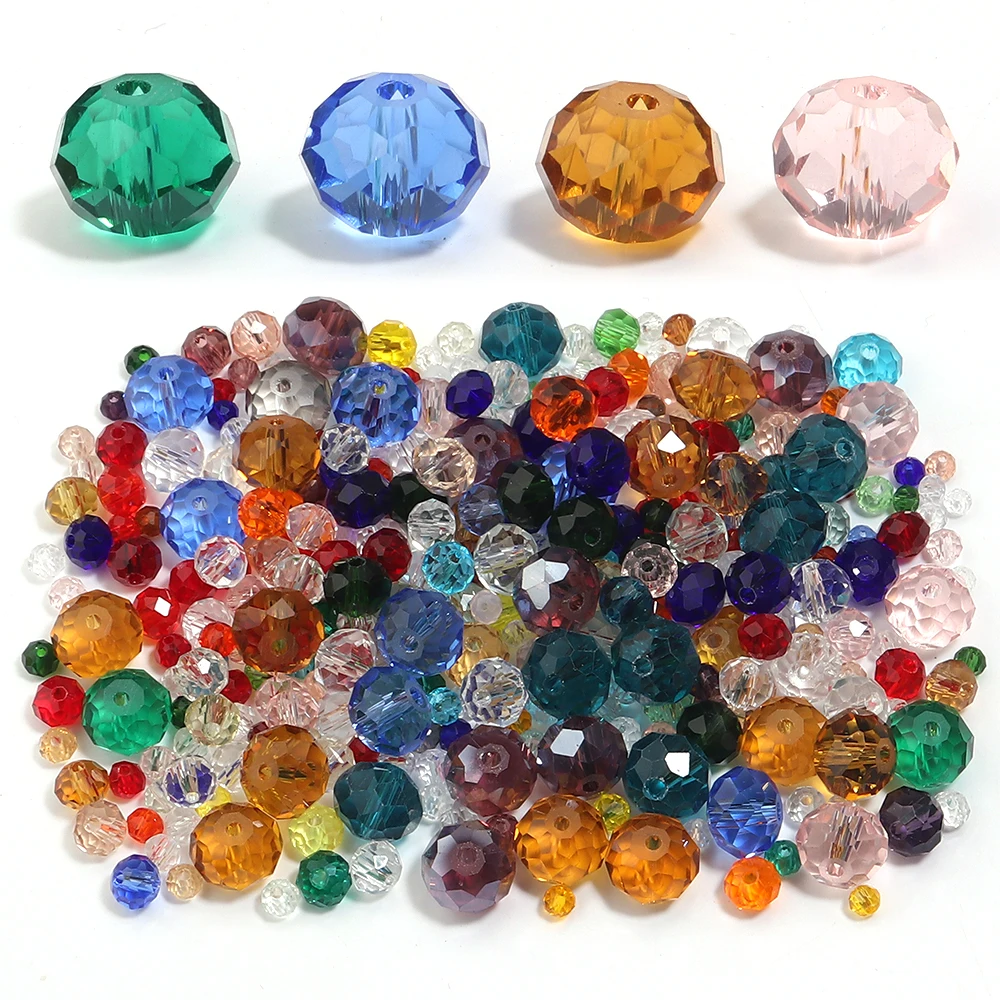 50-200 قطعة الأوجه خرز كريستالي 3/4/6/8/10 مللي متر شفاف مختلط اللون الزجاج فضفاض الخرز لصنع المجوهرات قلادة أساور يدوية #3