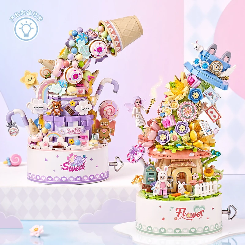 

LOZ Building Block Sweetheart Fluid Music Box Assembly Ornament Gift