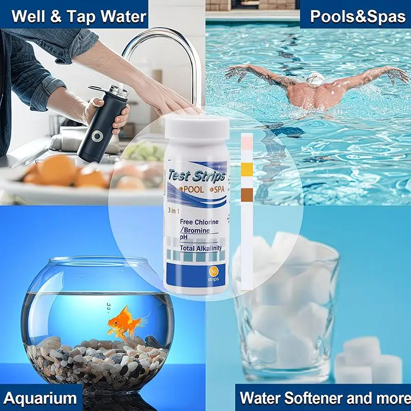 Aquarium-Wasserteststreifen, Wasserqualitäts-Testkit für Becken, SPA und Teich, pH-Wert, Alkalität und Härte Testpapier – Detail 6