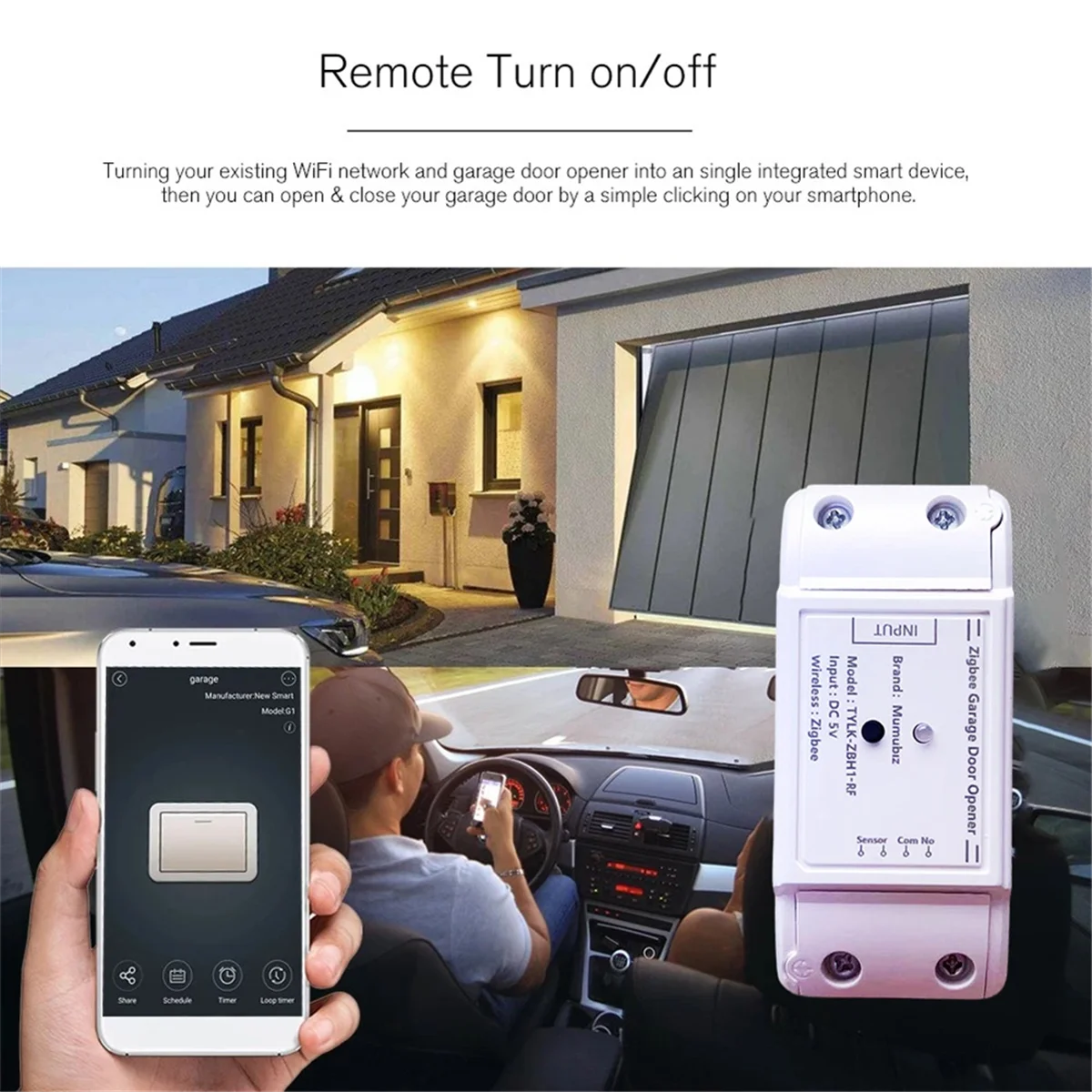 Smart Garage Door Opener para Alexa Yandex, RF433 MHz, Wrieless Control