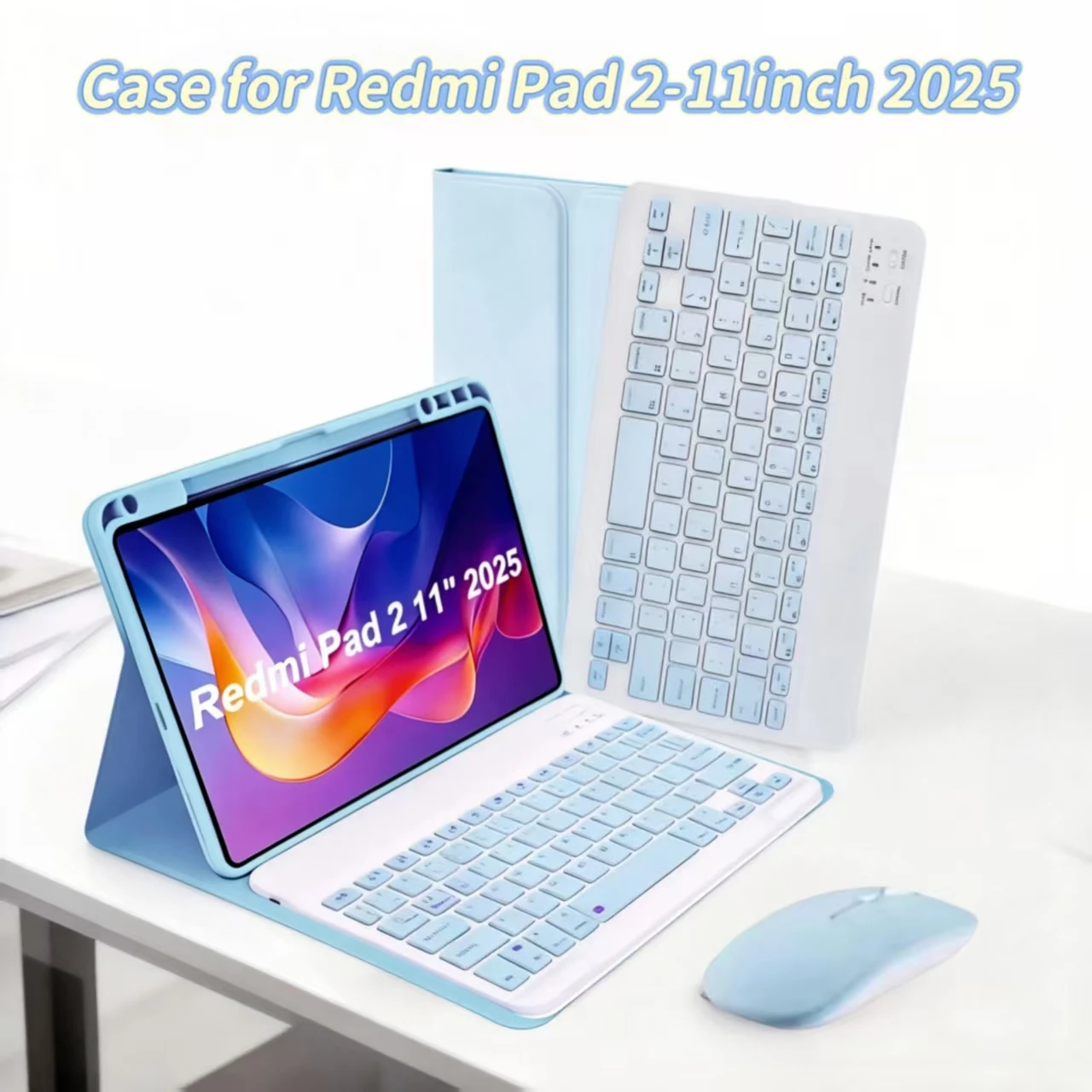 Case for Redmi Pad 2 11 Inch 2025, Wireless Bluetooth Keyboard Case for Xiaomi Redmi Pad 2 11 Inch 2025 Removable Keyboard Cover
