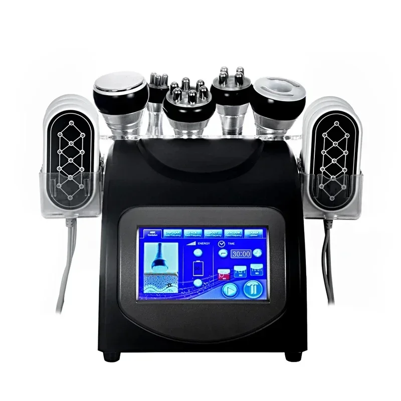 Newest 6 In 1 Ultrasound RF Lipo Laser Pads 40K Ultrasonic Cavitation Weight Loss Body Slimming Machine Vacuum Cavitation System