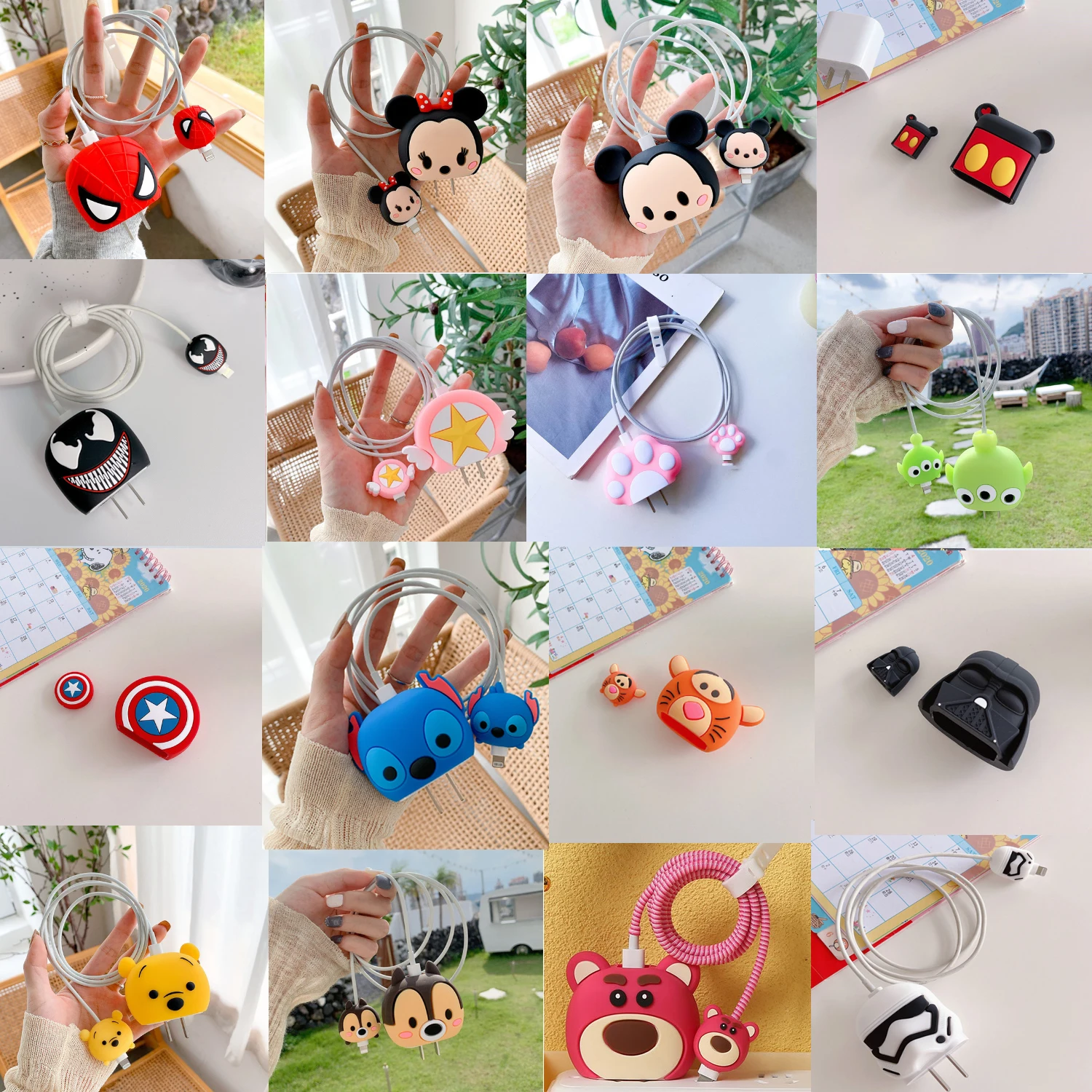 Disney Minnie Cable Protector For iPhone 11 12 iPad 18W 20W Data Line Cable Winder Silicone Fast Charger Protection Organizer