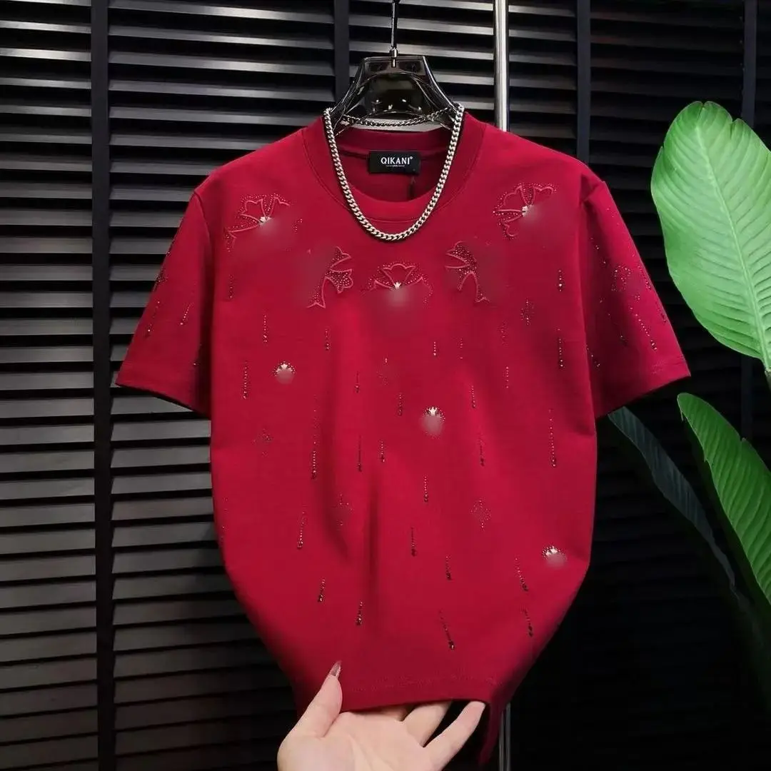 

Мужская модная футболка с коротким рукавом, удобная, универсальная, повседневная, из полиэфирного волокна, стандартной длины рукава.