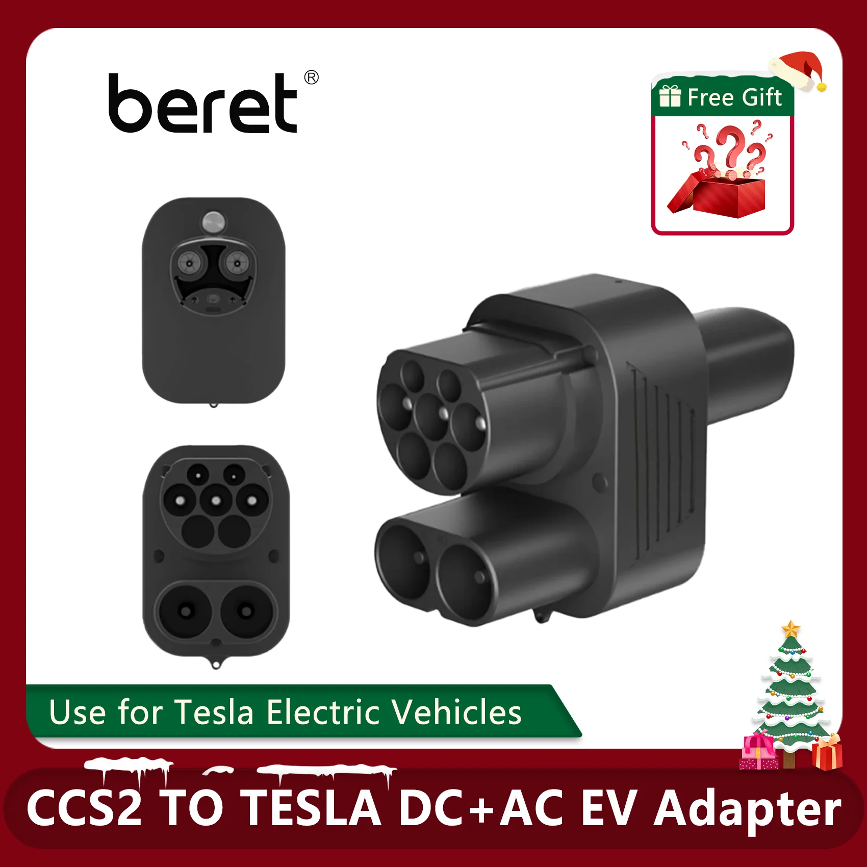 BERET CCS2 To Tesla 200A With DC For Electric Vehicle Car EV Charger Connector Compatible For Tesla Model Y/S/3 Fast Charging