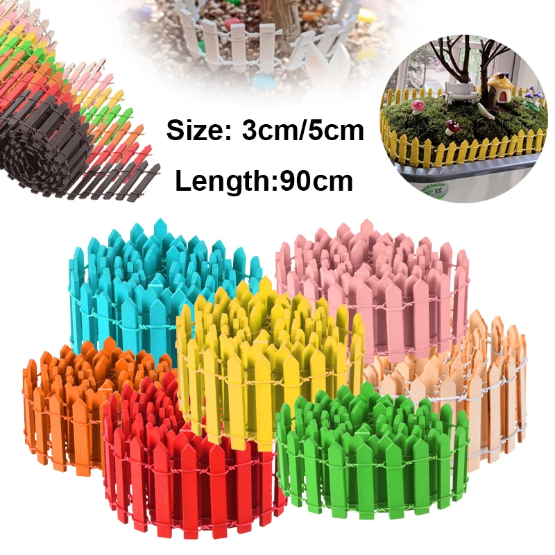 3/5cm Mini Fence Potted Succulents Flower Fence Gardening Ornaments Fence Moss Miniature Landscape Ornaments Length 90cm