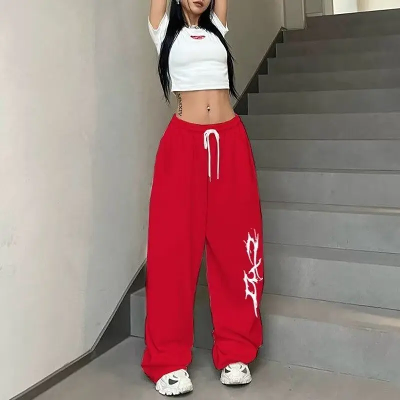 American Sweatpants Loose Straight Hip Hop Jazz Wide Leg Pants Casual Lazy Street Dance Hip Hop Sports Trousers Holographic