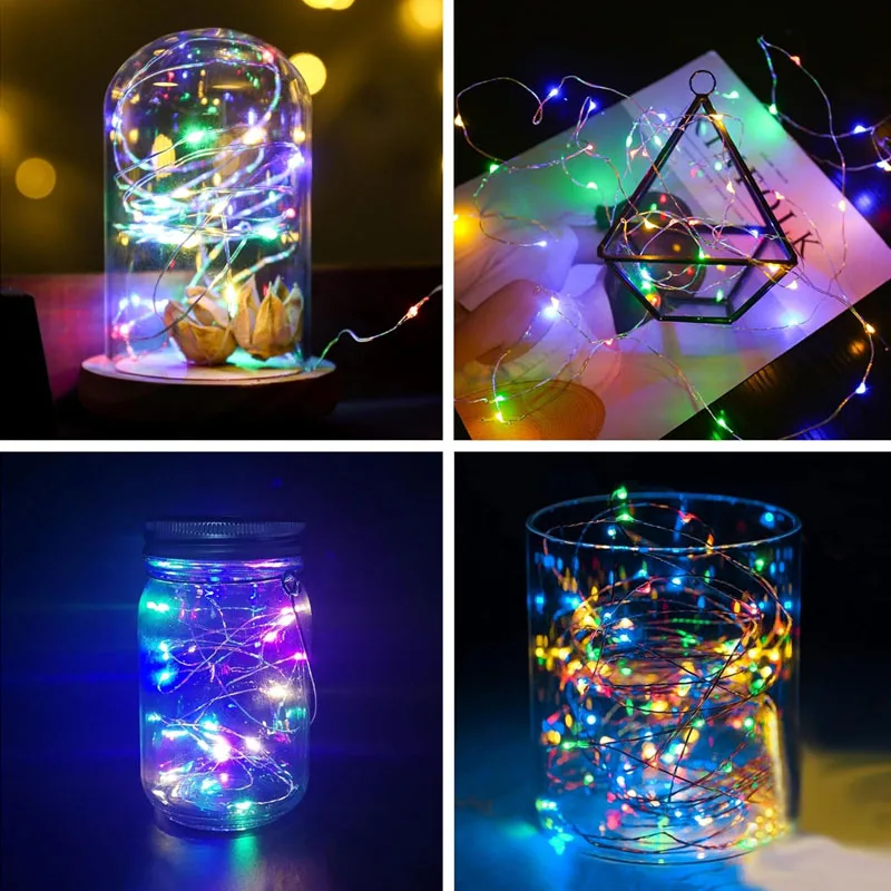 سلسلة أضواء مقاومة للماء مؤقت LED ضوء وميض عكس الضوء 8 أوضاع إضاءة قابلة لإعادة الشحن لغرفة نوم الهالوين وديكور شجرة عيد الميلاد #5