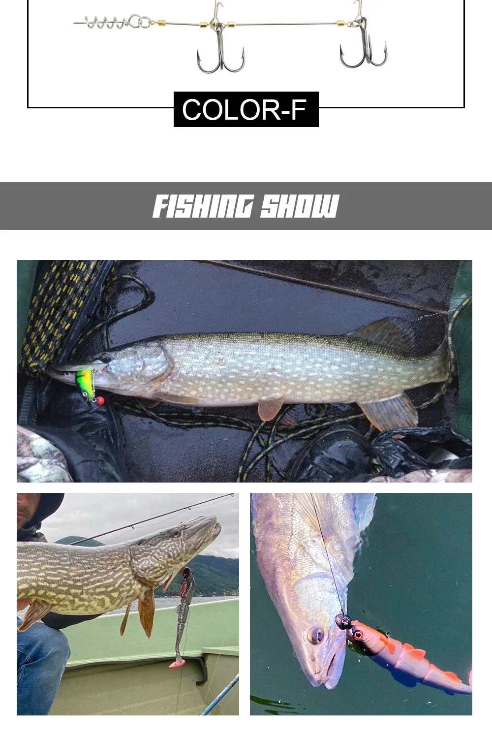 Spinpoler Pike Stinger Rig Hook Systerm mit 3D Swimbait Soft Lure Fishing Bait Paddle T Tails For Zander Pike Big Game Fish – Detail 9
