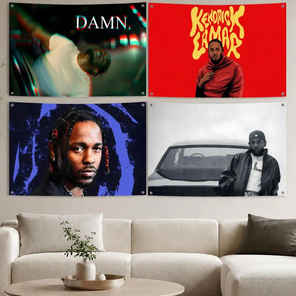 Rapper K-Kendrick lamar Flags Aesthetic Wall Tapestry Printed Wall Hanging Living Room Party Outdoor Decor