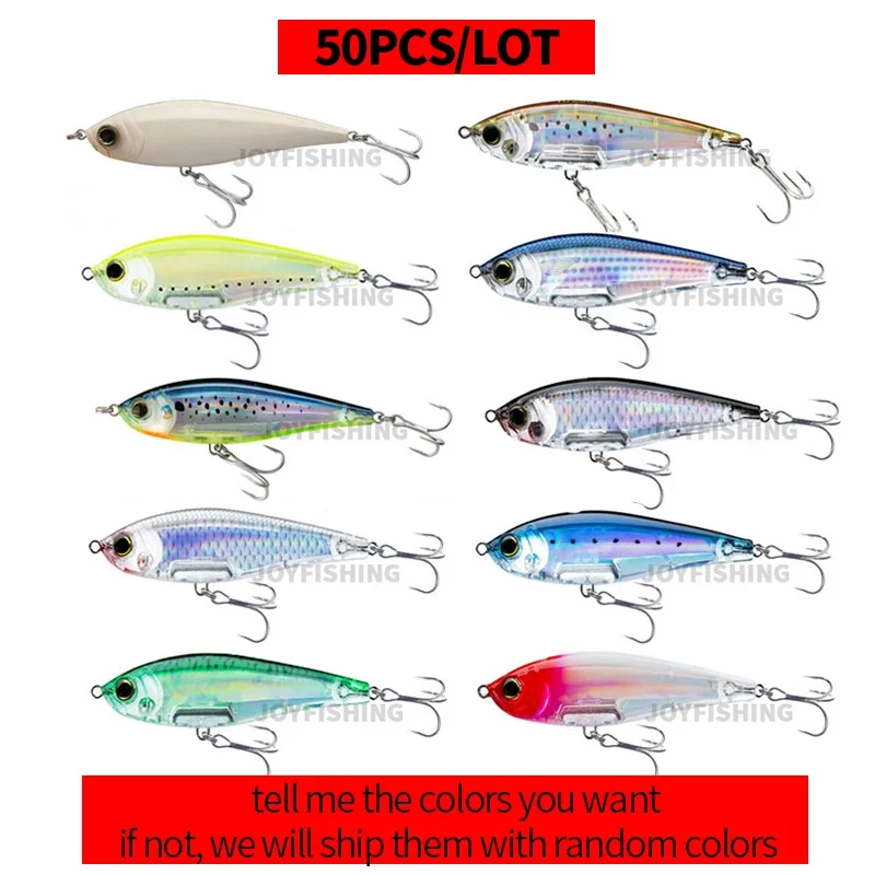 

50pcs Pencil Fishing Set 70mm 8.2g Sinking Stickbait Seabass Trout Pike Bait Isca Artificial Fishing Tackle 9060