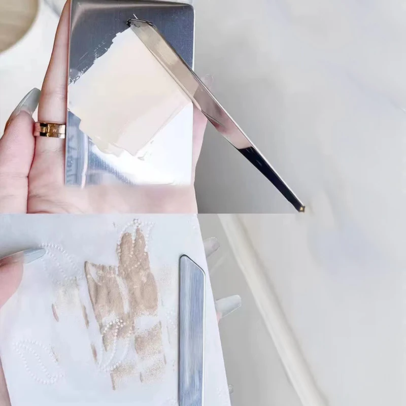 Make-up-Palette mit Pinsel zum Mischen von Foundation, aus Edelstahl, für Foundation, Lippenstift und Lidschatten, mit Spatel, Make-up-Werkzeug. – Detail 8
