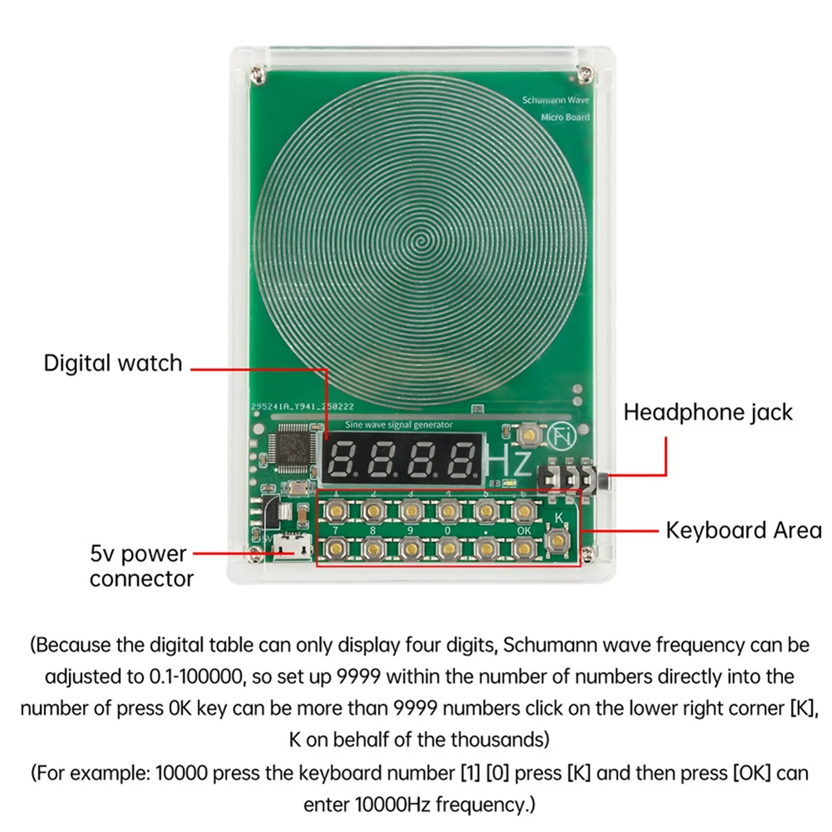 Generatore di segnale sinusoidale con generatore di onde a frequenza regolabile AA98 DC 5V 0,01Hz-100000Hz