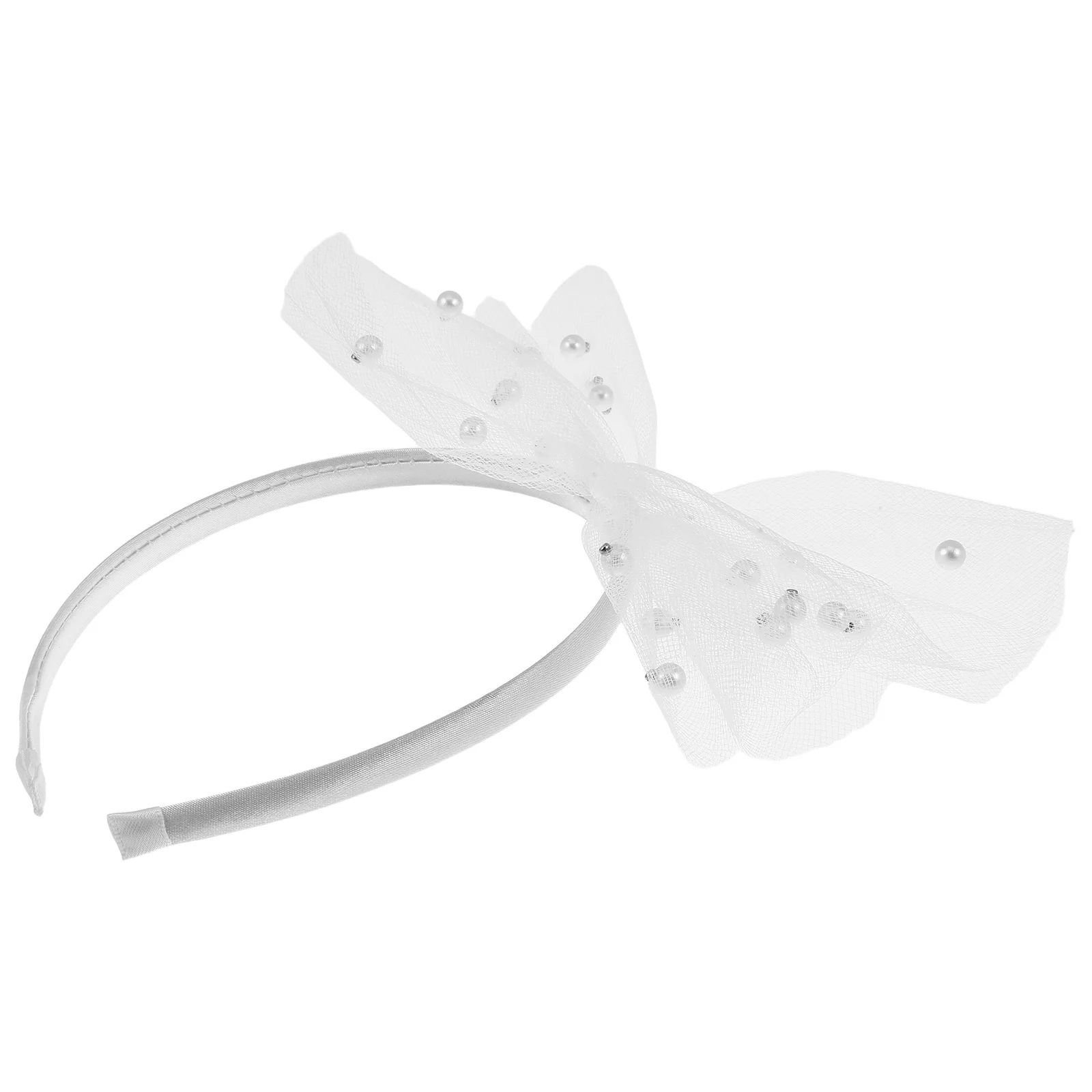 

Party Bowknot Headband Women Tulle Bead Embellished Wide Headwrap for Bridal Festival Holiday Cute Hair Accessories