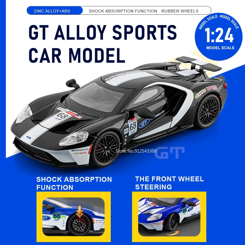 

1:24 GT F150 Car Model Toy Doors Opened Pull Back Models Shock Absorption Alloy Body Vehicle for Brother Festival Present
