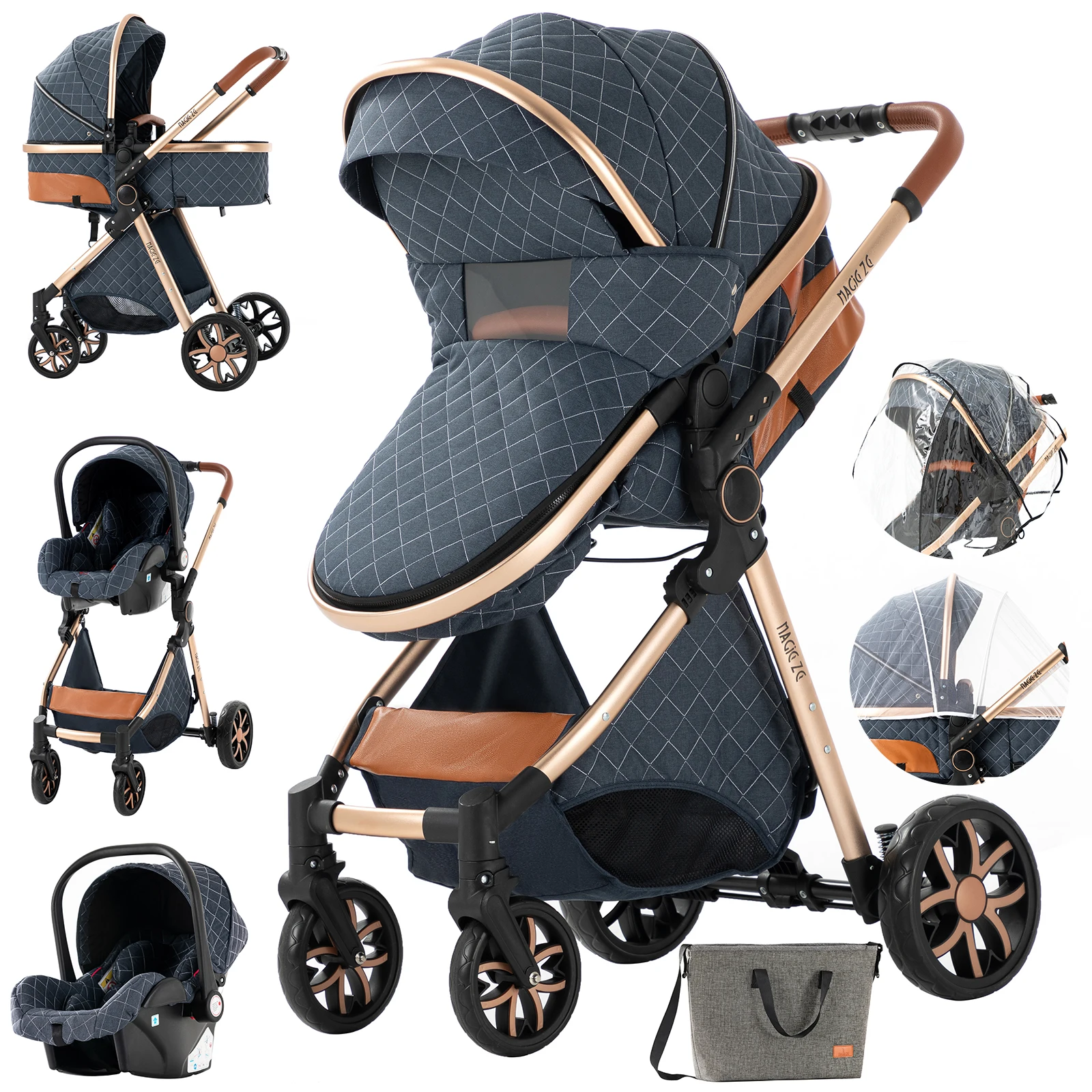 

Pram 3 in 1Baby Stroller High Landscape Luxury Portable Travel Baby Pushchair Baby Travel Stroller Newborn Stroller baby stroll