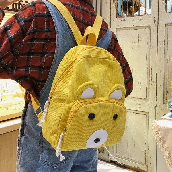 

Cute Little Bear Backpack For Teenagers Children Back Pack Kawaii Girls Kids Small Backpacks corduroy female Packbags school bag