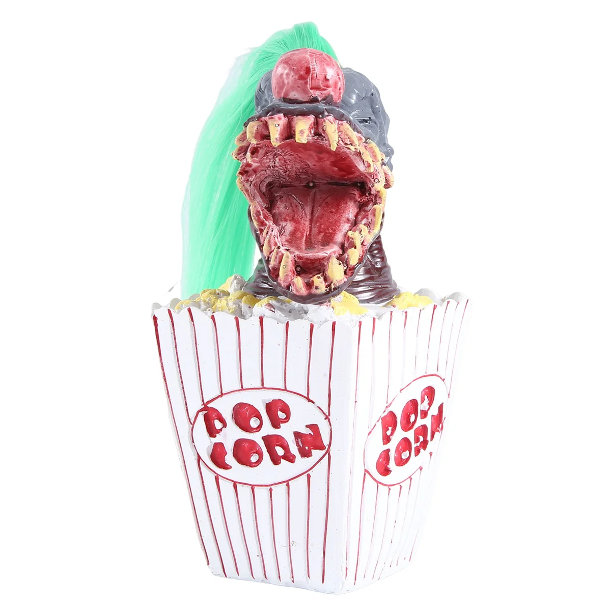 Escultura de palhaço nn89r, decoração de palhaço de halloween, palhaço de pipoca assustador cabeça de palhaço estátua de resina artesanato palhaço do espaço verde