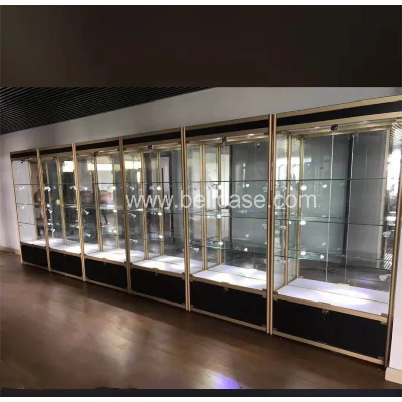 customized.Boutique Glass Cabinet Showcase Product Display Retail Showcase Cabinet with LED Light