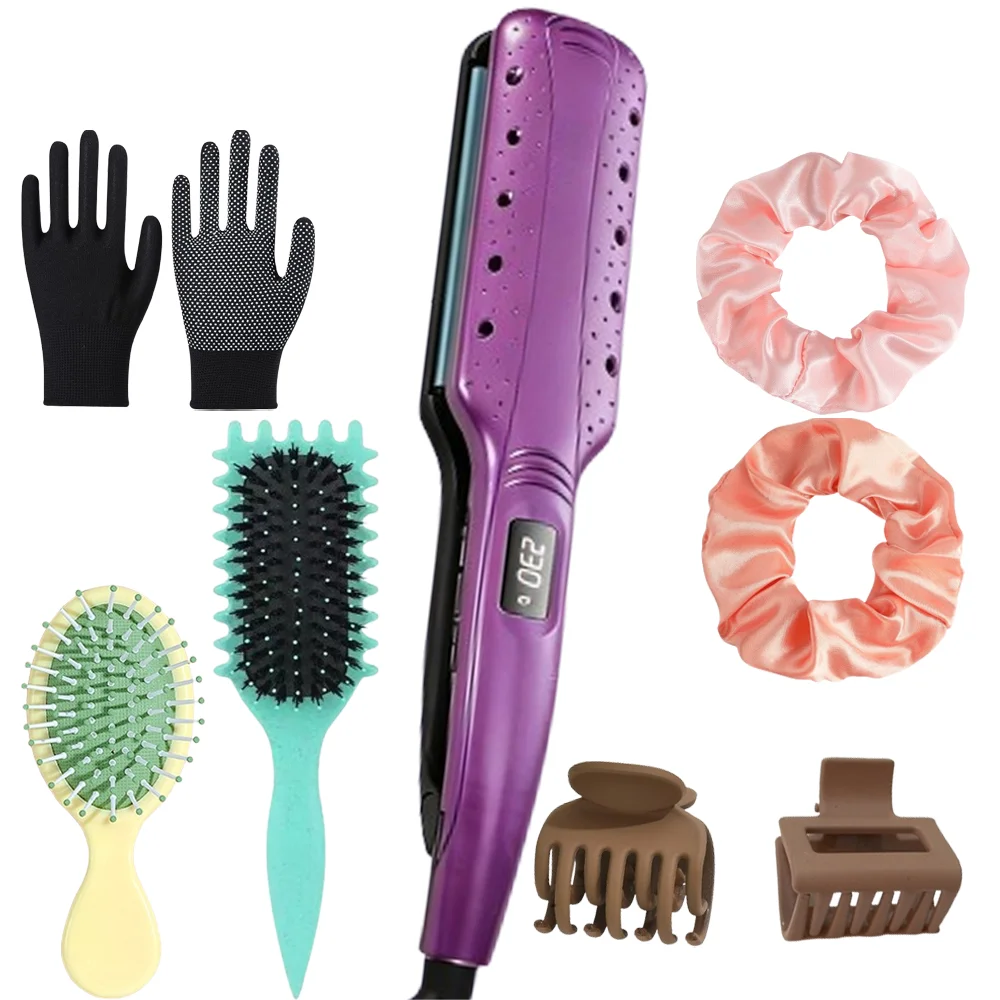 

Morfone 8pcs Professional Hair Straightener - Ceramic Flat Iron for Hair - Leave Hair Silky Smooth Heat-up In Seconds & 26 Temp