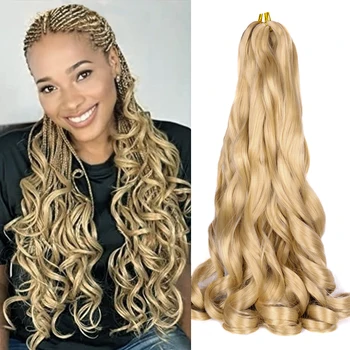 Lose Welle Spiral Curl Zöpfe synthetisches Haar Französisch Locken Flechten Haar verlängerungen Hoch temperatur Ombre vor gestrecktes Haar