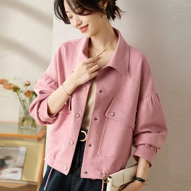 2024 Early Spring High-Grade Women Suede Jacket Female Fashion Loose Short Outcoat Temperament Casual Versatile Outerwear