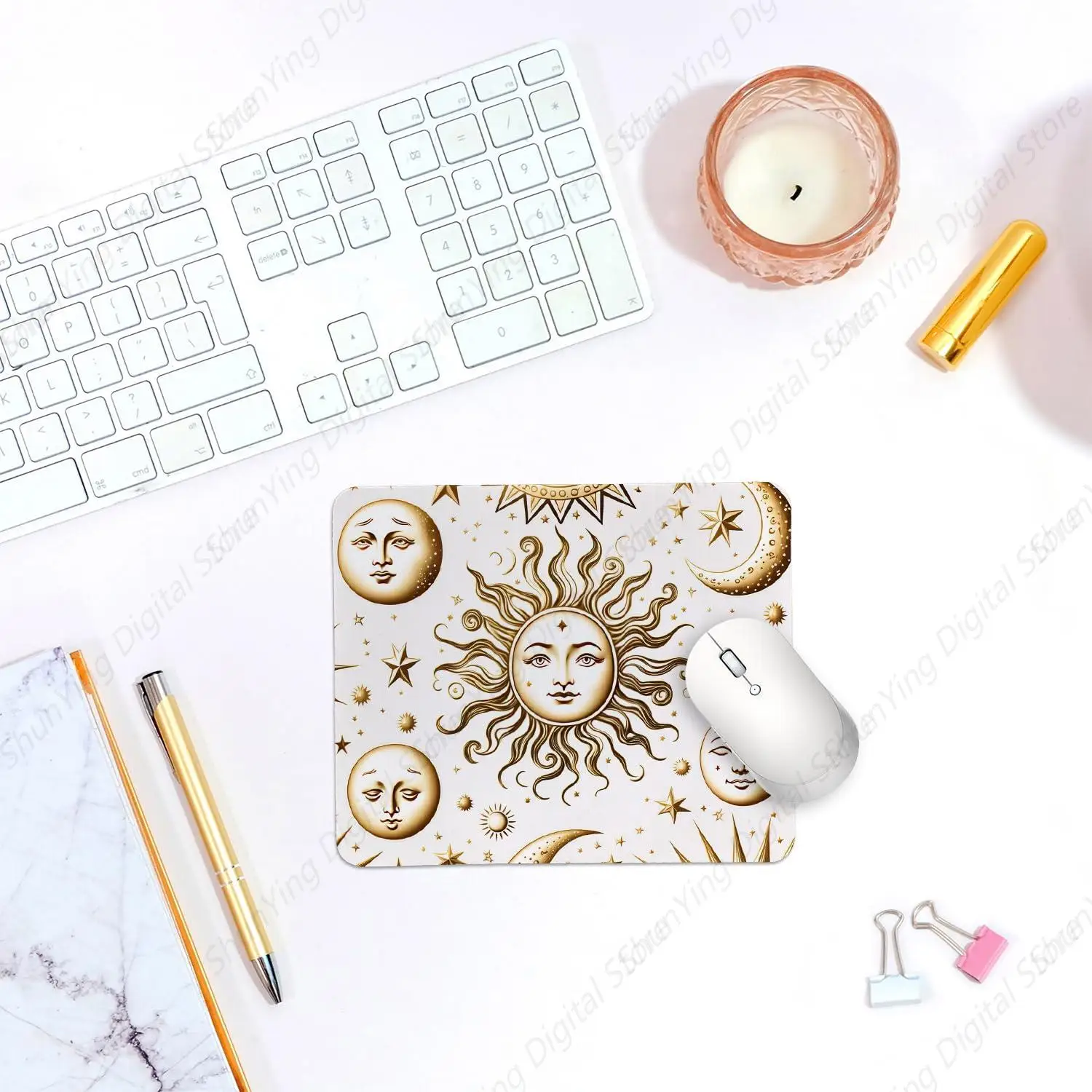 ลึกลับ Moon Sun Mouse Pad Gothic Anti SLIP Mouse Pad เดสก์ท็อปสํานักงาน GAMING ของขวัญทํางานสําหรับผู้ที่ชื่นชอบการ์ด TAROT 25*30 ซม.