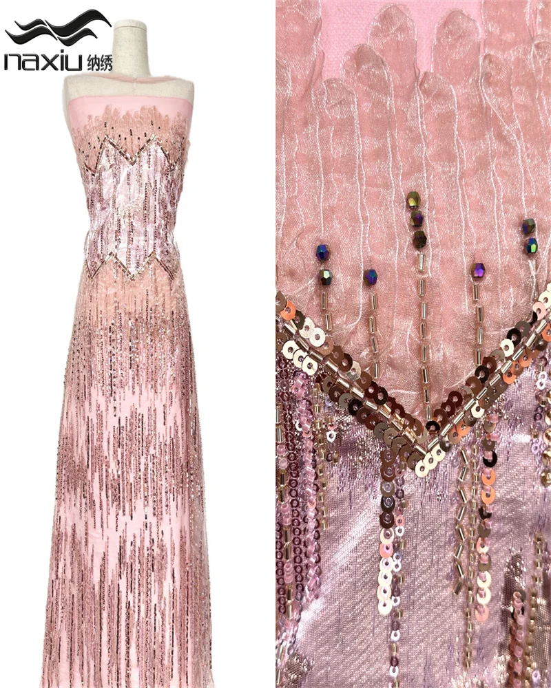 

Madison African Tulle Lace Fabric 2026 High Quality 3D Sequins Embroidery Luxury French Beads Fabrics For Wedding Gown Sewing 5Y