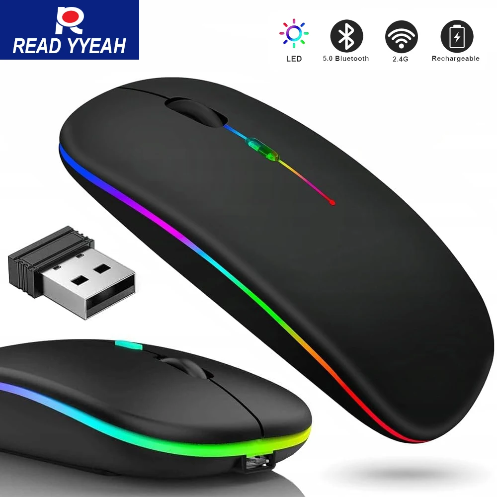 

Новинка 2023 года, 2,4 ГГц и Bluetooth, беспроводная мышь с подсветкой для iPad Xiaomi, планшета, ноутбука, ПК, телефона, перезаряжаемая эргономичная игровая мышь