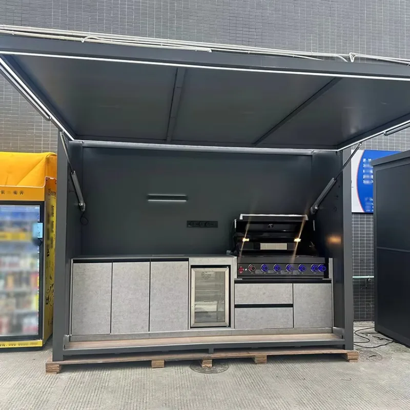New Arrivals Customized Waterproof Outdoor Kitchen Bbq Grill Garden/backyard Stainless Steel Outdoor Kitchen with Shed