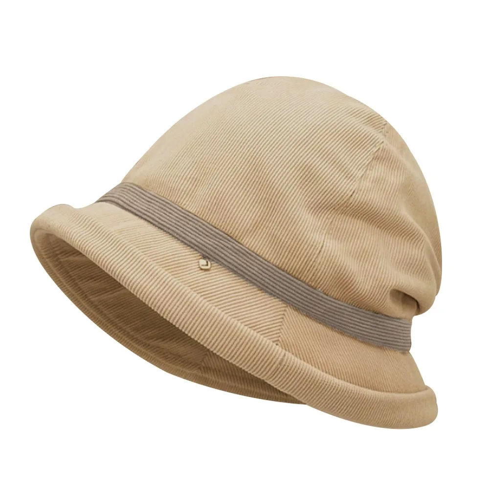 

Fashion Warm Winter Hats Ear Protection Corduroy Bucket Hat Soft Outdoor Fisherman's Cap for Women