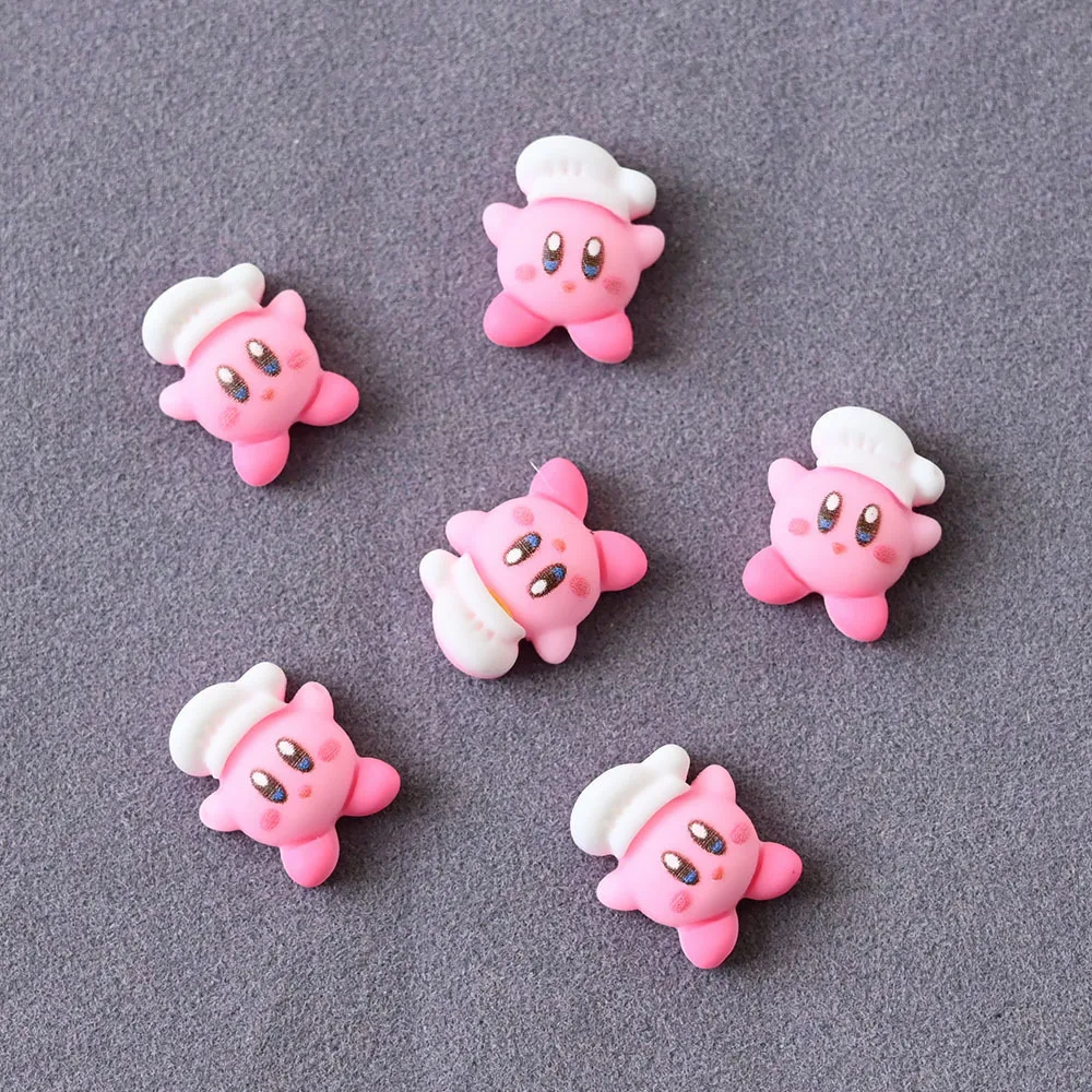 20Pcs Kawaii Anime Cartoon Kirby Nail Tips Charms Ornament Acrylic Diy Resin Doll Phone Case Nail Accessory Cute Gift for Girl