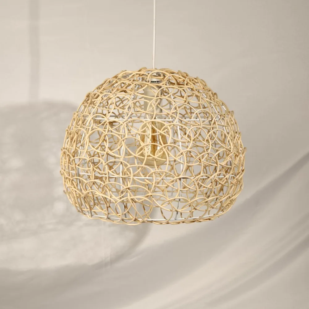 

Люстра из ротанга, круглая птичье гнездо, домашняя соломенная шляпа, бамбуковая тканая лампа, креативная пасторальная японская ретро-балконная лампа для ресторана