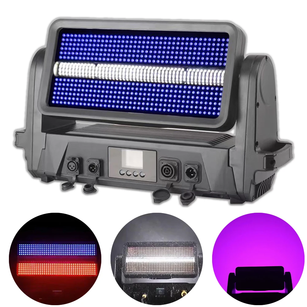 1000W LED Waterproof Moving Head Strobe Light 480pcs RGB + 144pcs white LEDs 8zones Wall Wash DJ Party Stage Lighting